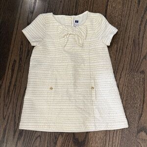 Janie and Jack Cream Dress with Gold Accents